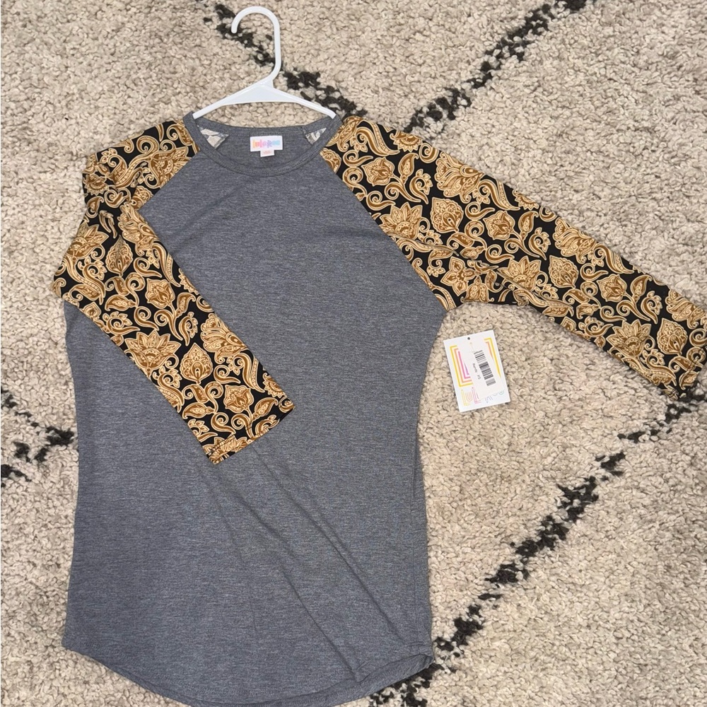 LuLaRoe Randy style Gray and Gold Long Sleeve Top- NWT
